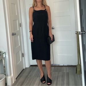 Max Mara Black Linen Blend Nautical Rope Strap Dress IT 46 US 12